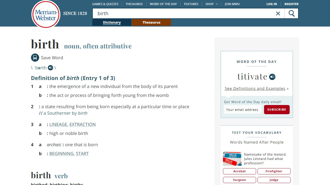 Birth Definition & Meaning - Merriam-Webster
