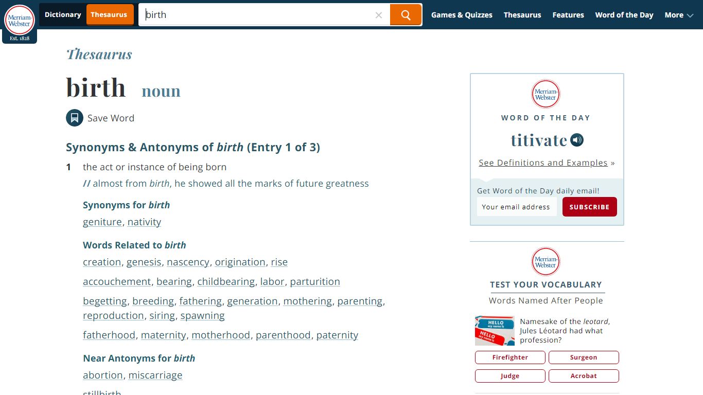 160 Synonyms & Antonyms of BIRTH - Merriam-Webster